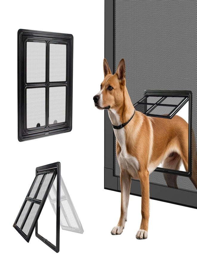 PETLESO Dog Screen Door for Sliding Doors, Inner 12"×16" Lockable Magnetic Self-Closing Flap Pet Passage for Medium to Large Dogs & Cats, Lightweight, Easy Install - Image 1